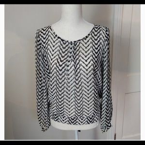Black and white sheer blouse